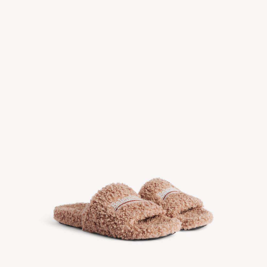 Mule Aperti Furry da Donna in Biscotto/bianco/rosso | Balenciaga Italia IT - Image 2