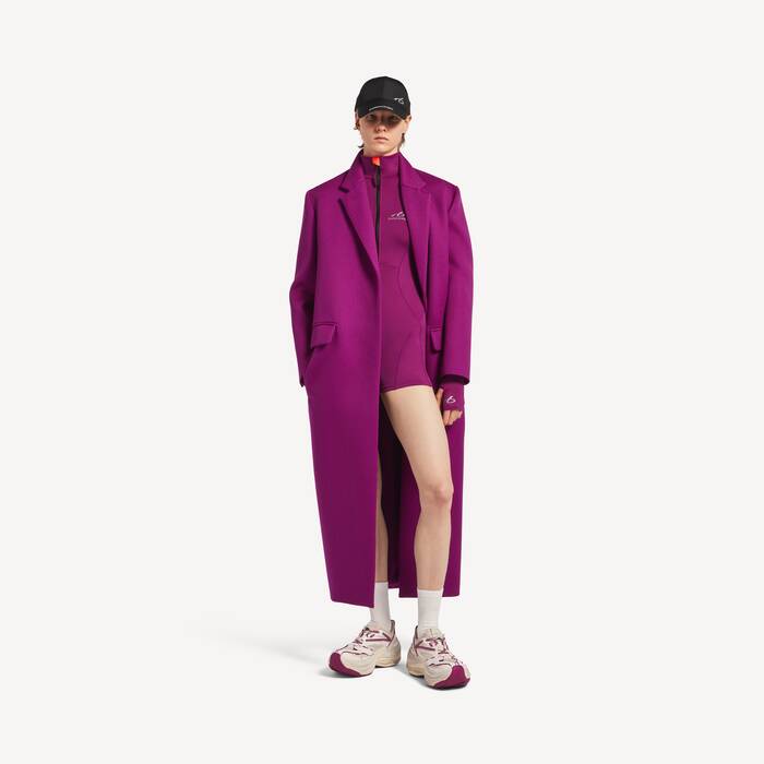 Women's Techwear Short Long Sleeve Bodysuit in Violet/orange - Women | Balenciaga United States EN - Image 3