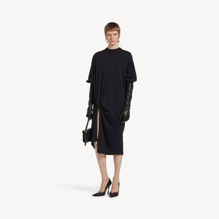 Vestido Recogido para Mujer en Negro - Mujer | Balenciaga Espa&ntilde;a ES - Image 1