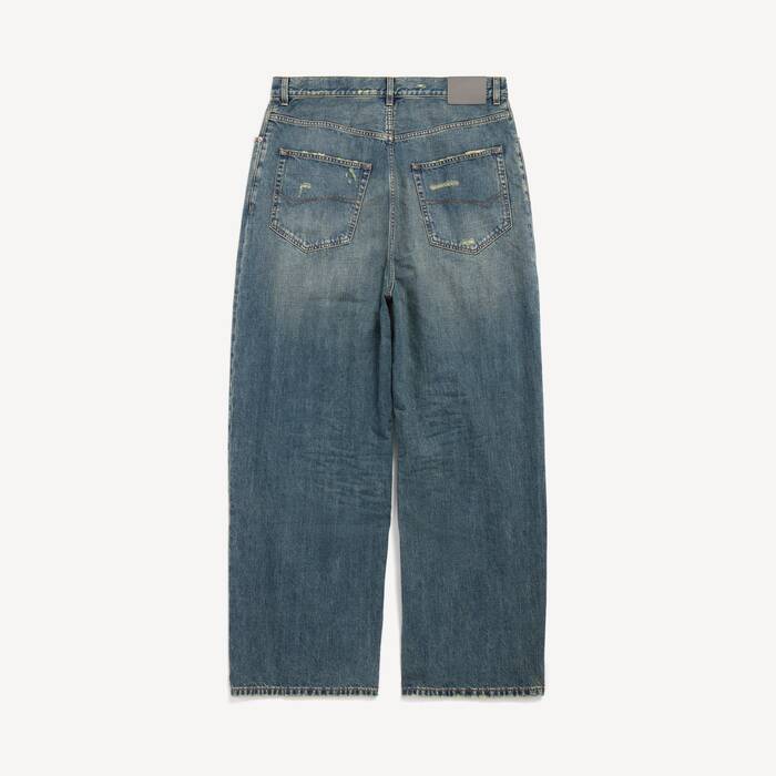 Men's Baggy Fit Jeans in Dirty Vintage Blue - Men | Balenciaga Australia EN - Image 2