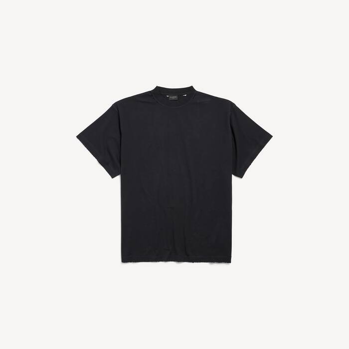 Men's Security Tape Logo T-shirt Oversized  in Black Faded/red - Men | Balenciaga Australia EN - Image 2