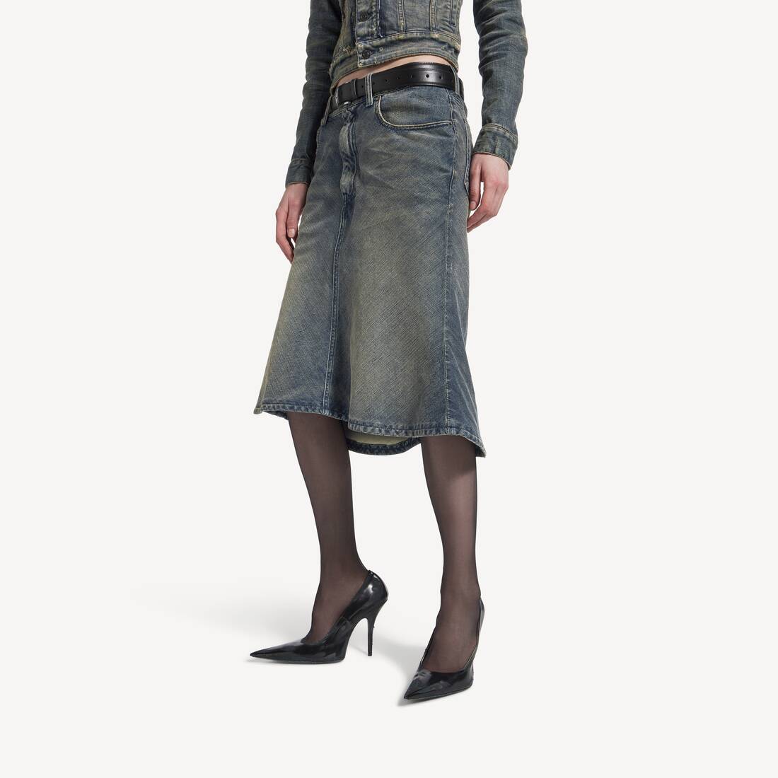 Women's Godet Midi Skirt in Blue | Balenciaga Hong Kong SAR EN - Image 5