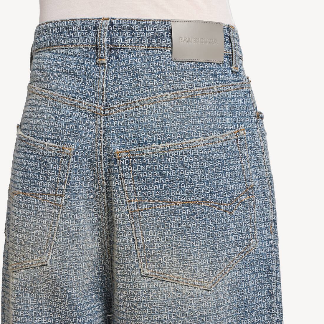 Jeans Denim Stitch Baggy da Uomo in Blu Scuro | Balenciaga Italia IT - Image 6