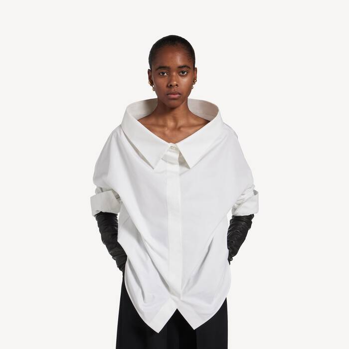 Stola-hemd Oversize-passform  f&uuml;r Damen in Wei&szlig; - Damen | Balenciaga Deutschland DE - Image 1