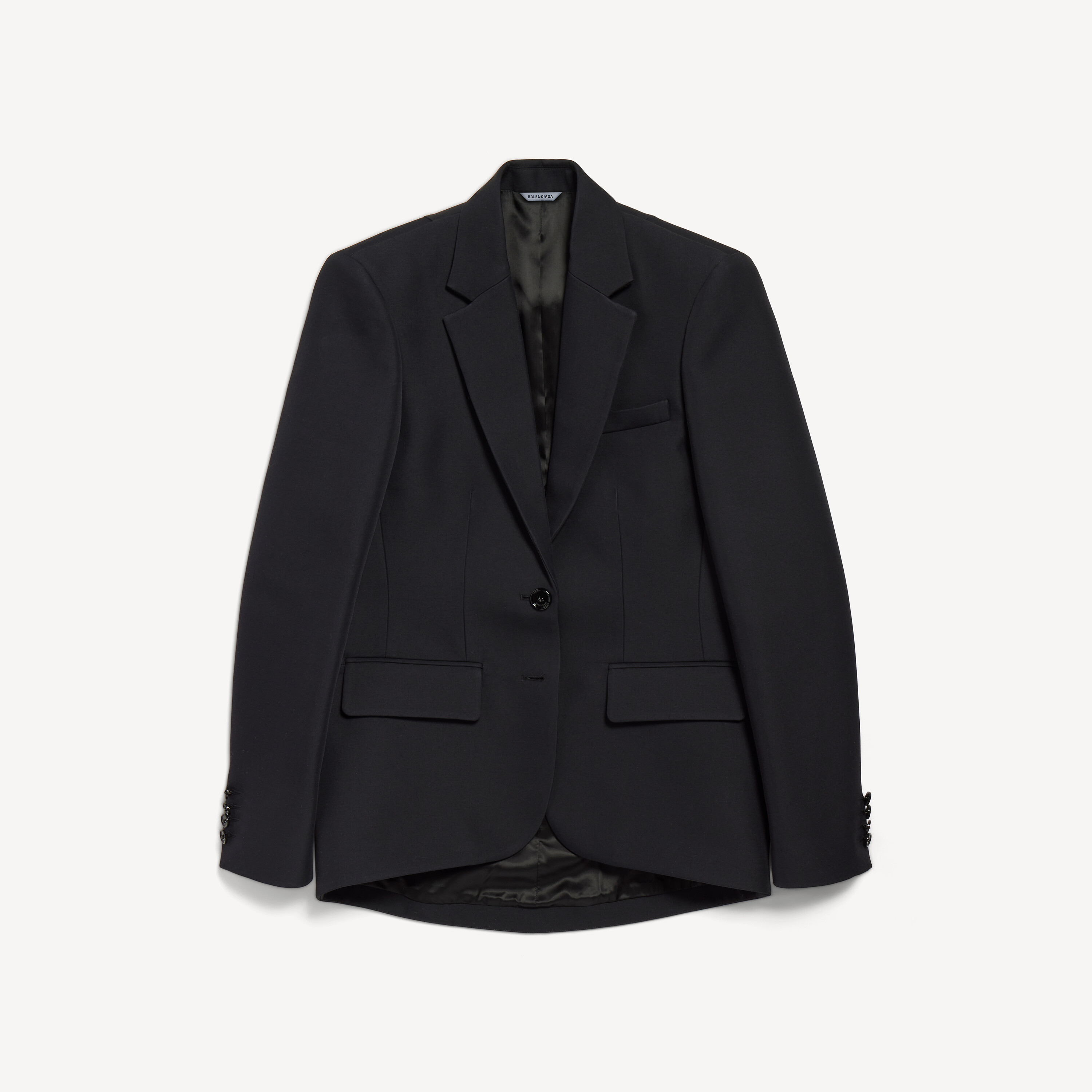 Women's Single-breasted Cocoon Jacket in Black
