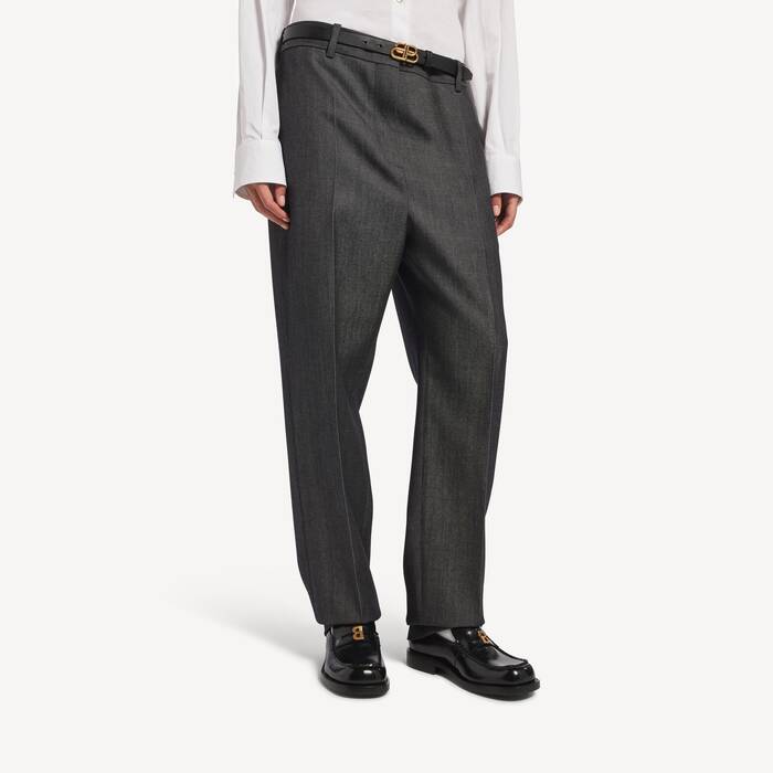 Women's Fitted Tailored Pants in Dark Navy - Women | Balenciaga United States EN - Image 3