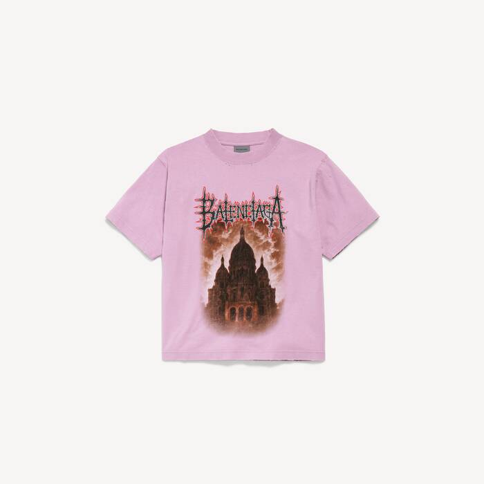 Women's Balenciaga Sacr&eacute; C&oelig;ur T-shirt Medium Fit in Old Pink - Women | Balenciaga Canada EN - Image 2