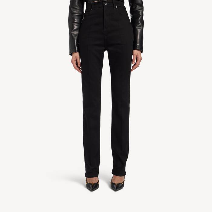 Jean Slim Taille Haute pour Femme en Noir - Femme | Balenciaga Suisse FR - Image 3