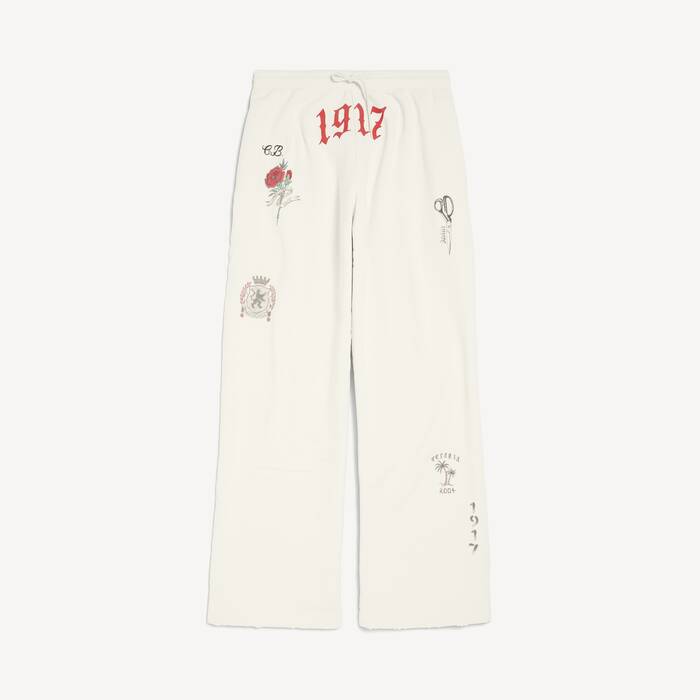 Uomo's Pantaloni Da Jogging Baggy Tattoo in Crema - Uomo | Balenciaga Italia IT - Image 1