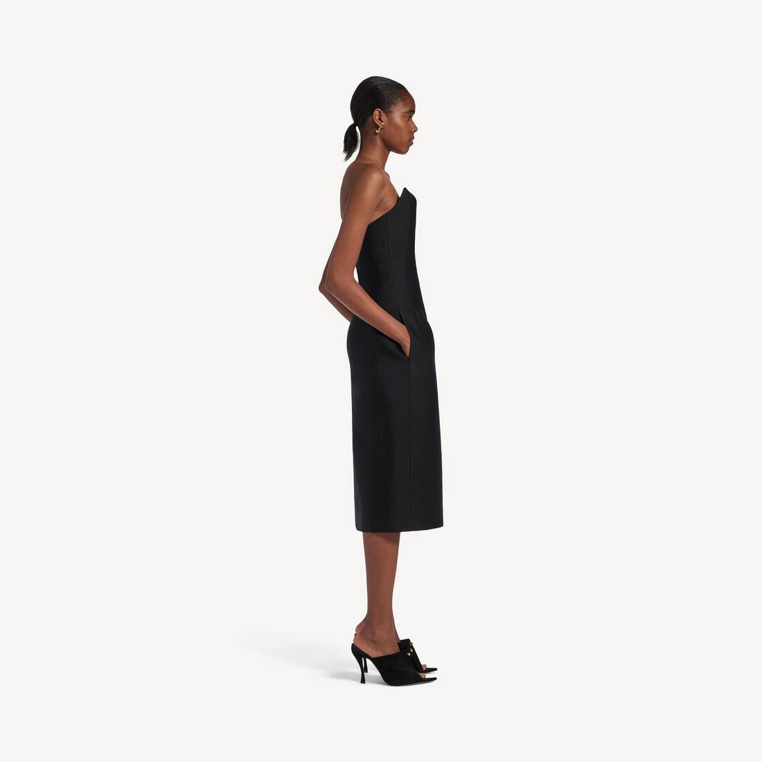 Women's Midi Bustier Dress in Black | Balenciaga Canada EN - Image 3