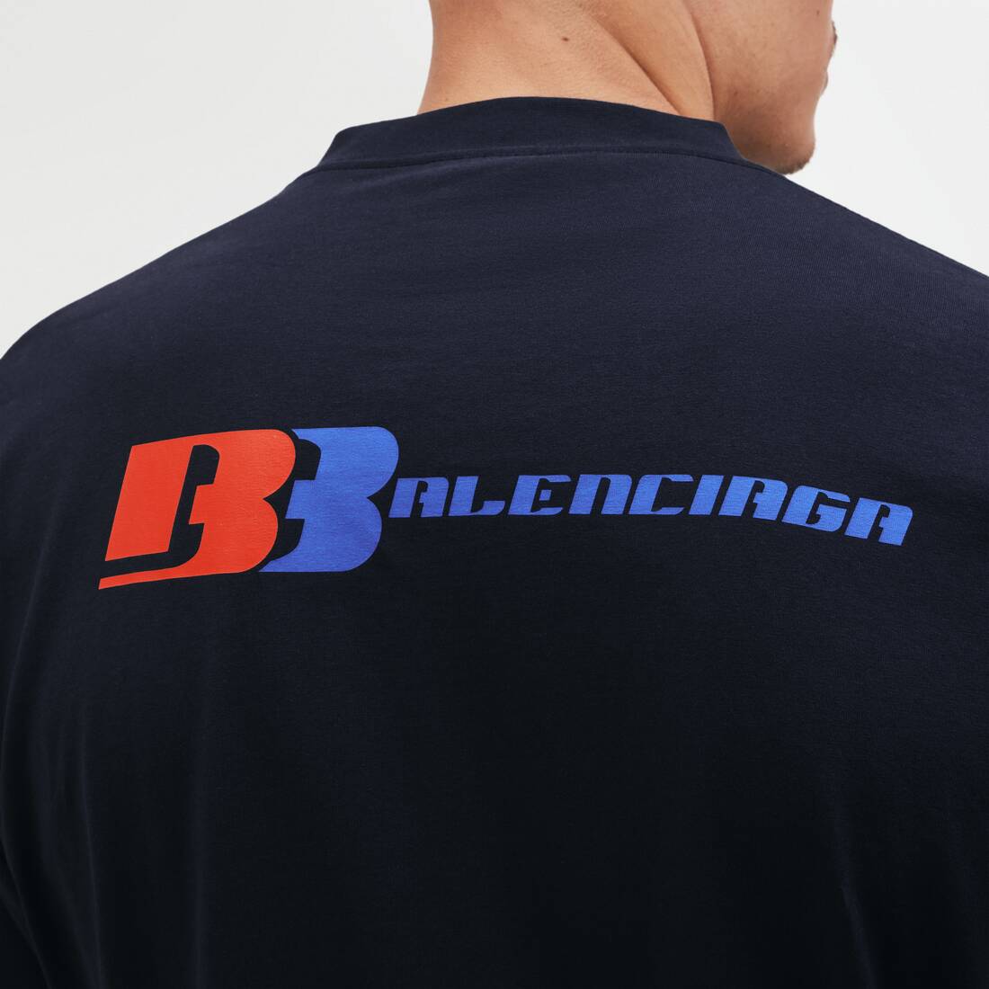 Women's Bb Polo Large Fit T-shirt in Navy | Balenciaga Lithuania EN - Image 6