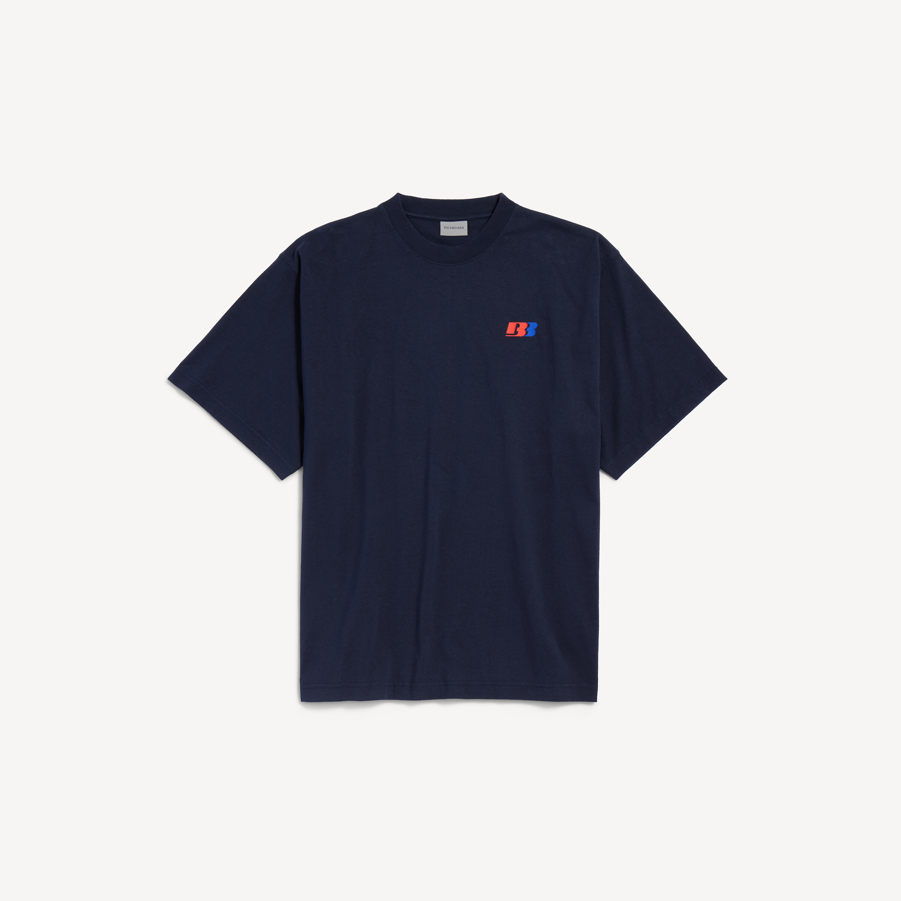 BALENCIAGA ポロシャツ ネイビー ロゴ Bb polo large fit t-shirt