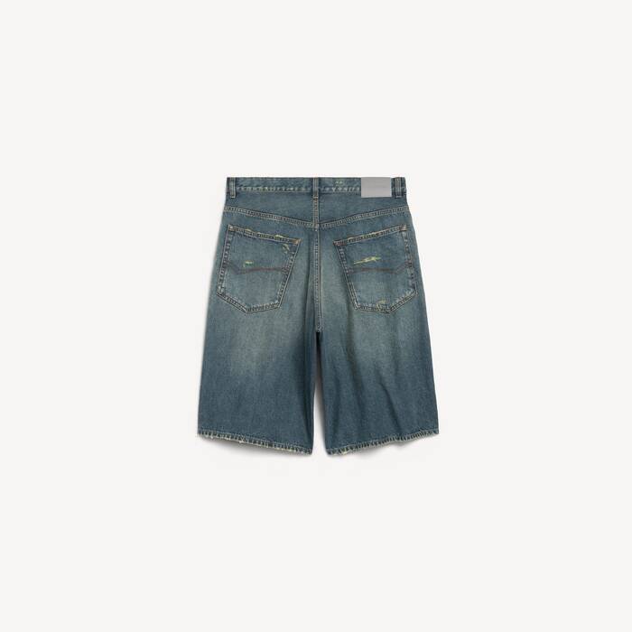 Men's Denim Bermuda in Vintage Blue - Men | Balenciaga United States EN - Image 2