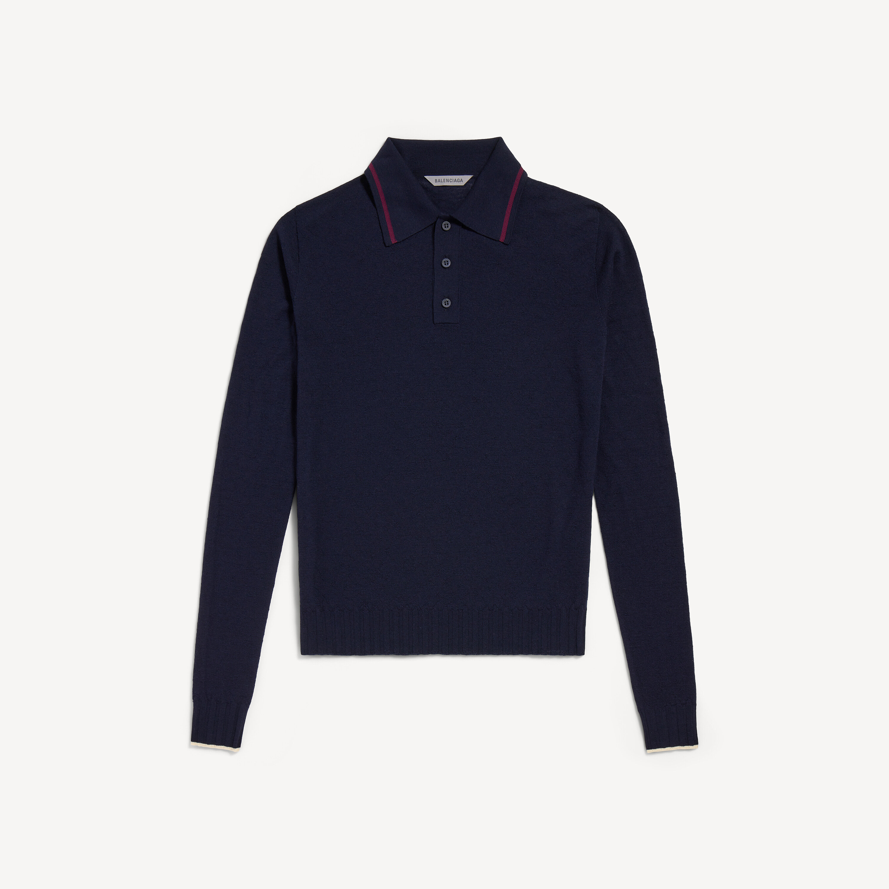 Knitted long sleeve polo