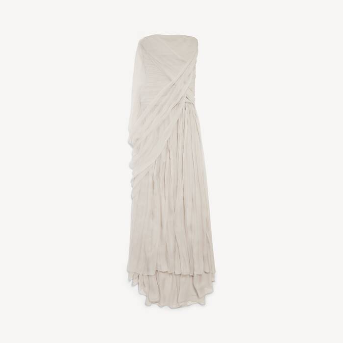 Women's Draped Bustier Dress in Light Beige - Women | Balenciaga United States EN - Image 2