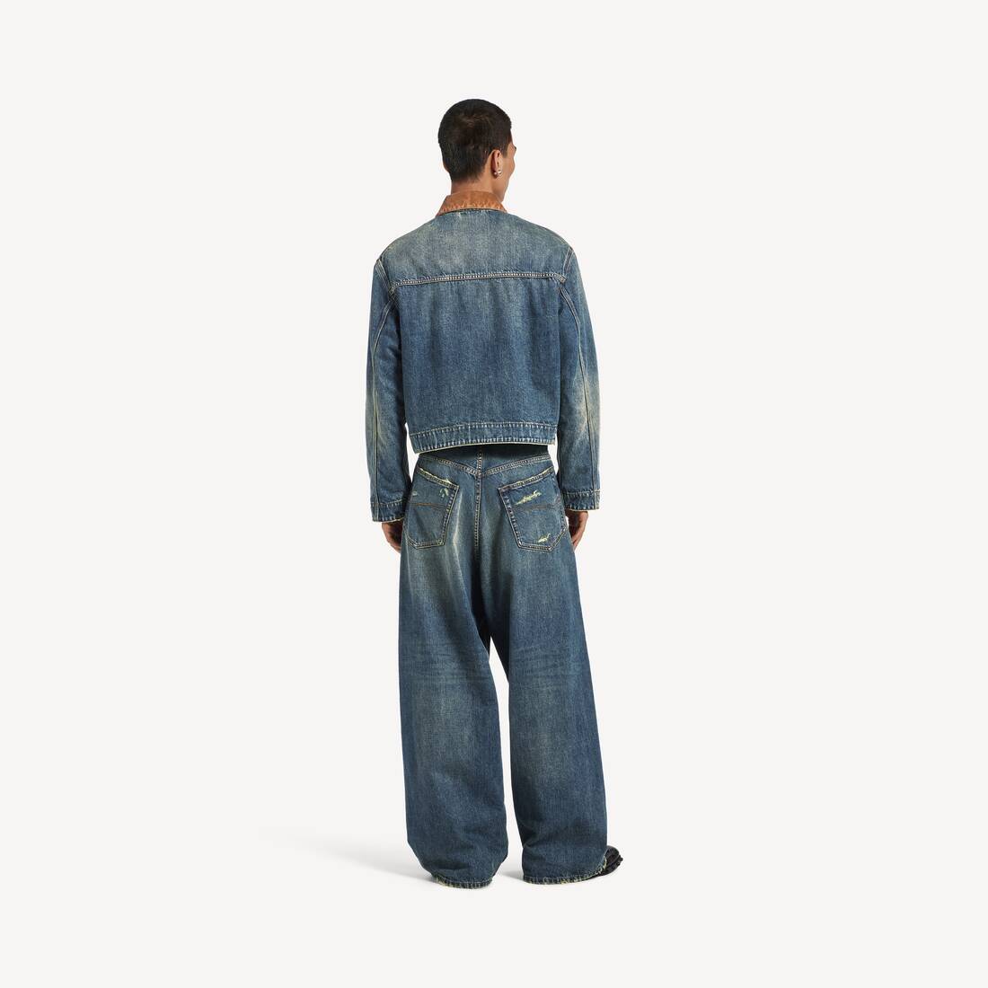 Giacca Workwear da Uomo in Blu Vintage Sporco | Balenciaga Italia IT - Image 4