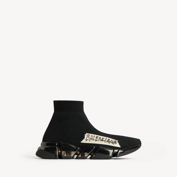 Men's Speed 2.0 Recycled Knit Sneaker in Black/yellow - Men | Balenciaga United States EN - Image 1