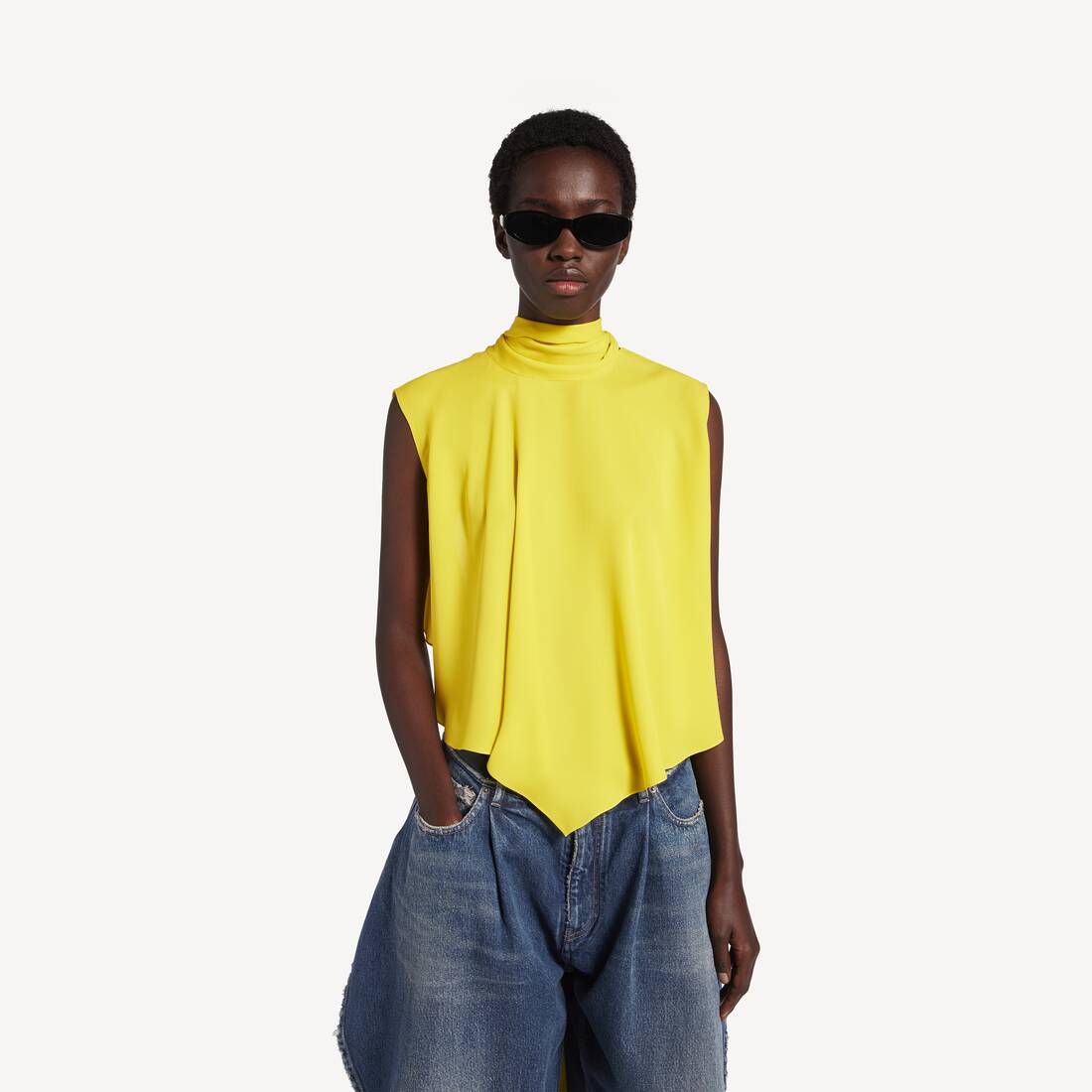 Women's Short Blouse in Yellow | Balenciaga Netherlands EN - Image 5