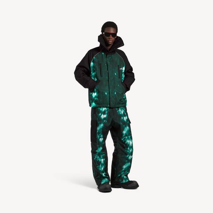 Men's Bodies High Collar Techwear Parka in Dark Green - Men | Balenciaga United Kingdom EN - Image 3