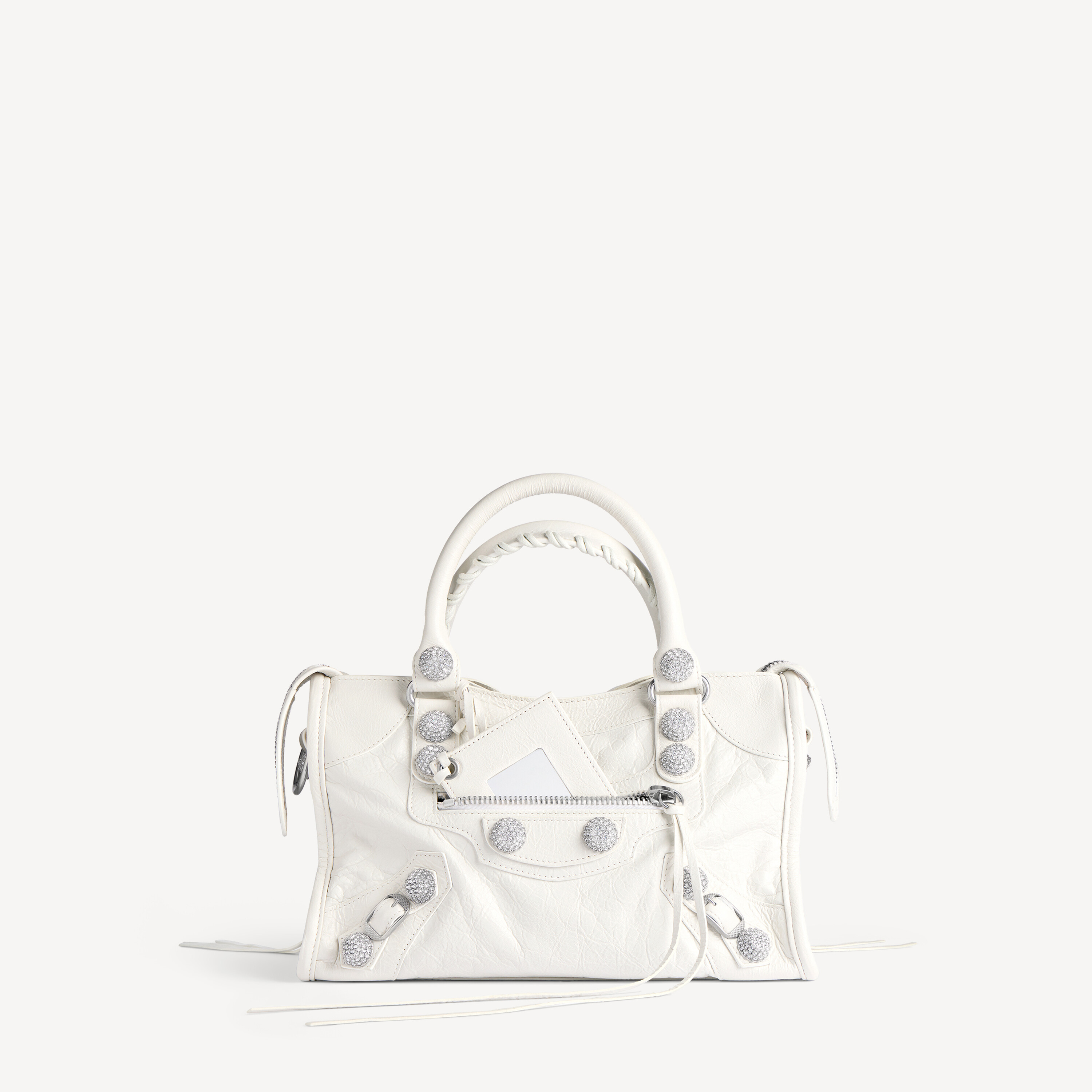 Women's Le City Bag Small Giant Studs With Rhinestones in Optic White