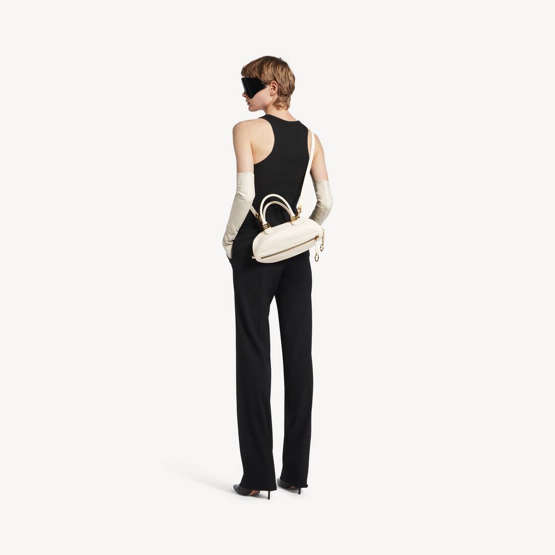 Women's Bolero Bowling Bag Mini in Cream | Balenciaga Bulgaria EN - Image 9