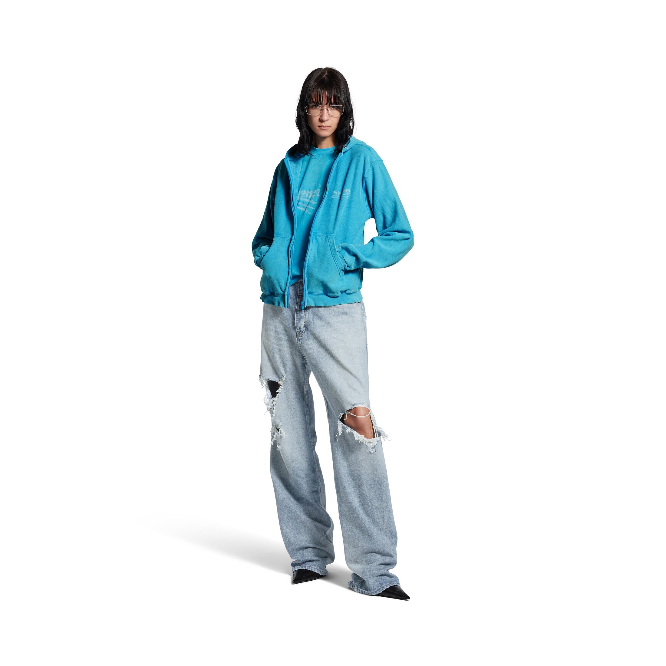 washed crayon political zip-up hoodie regular fit