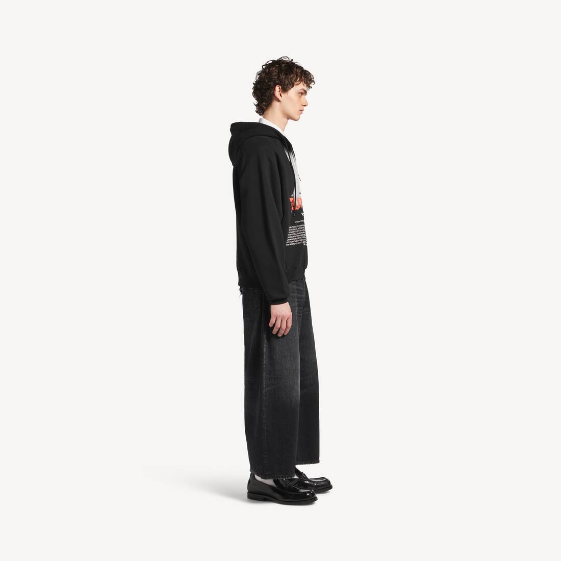 Sudadera Con Capucha Y Cremallera The Door Oversize para Hombre en Negro | Balenciaga Estados Unidos ES - Image 3