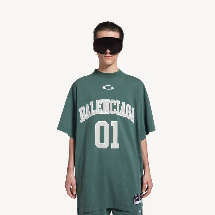 Men's Basketball Oversized T-shirt in Dark Green/light Green - Men | Balenciaga United States EN - Image 1
