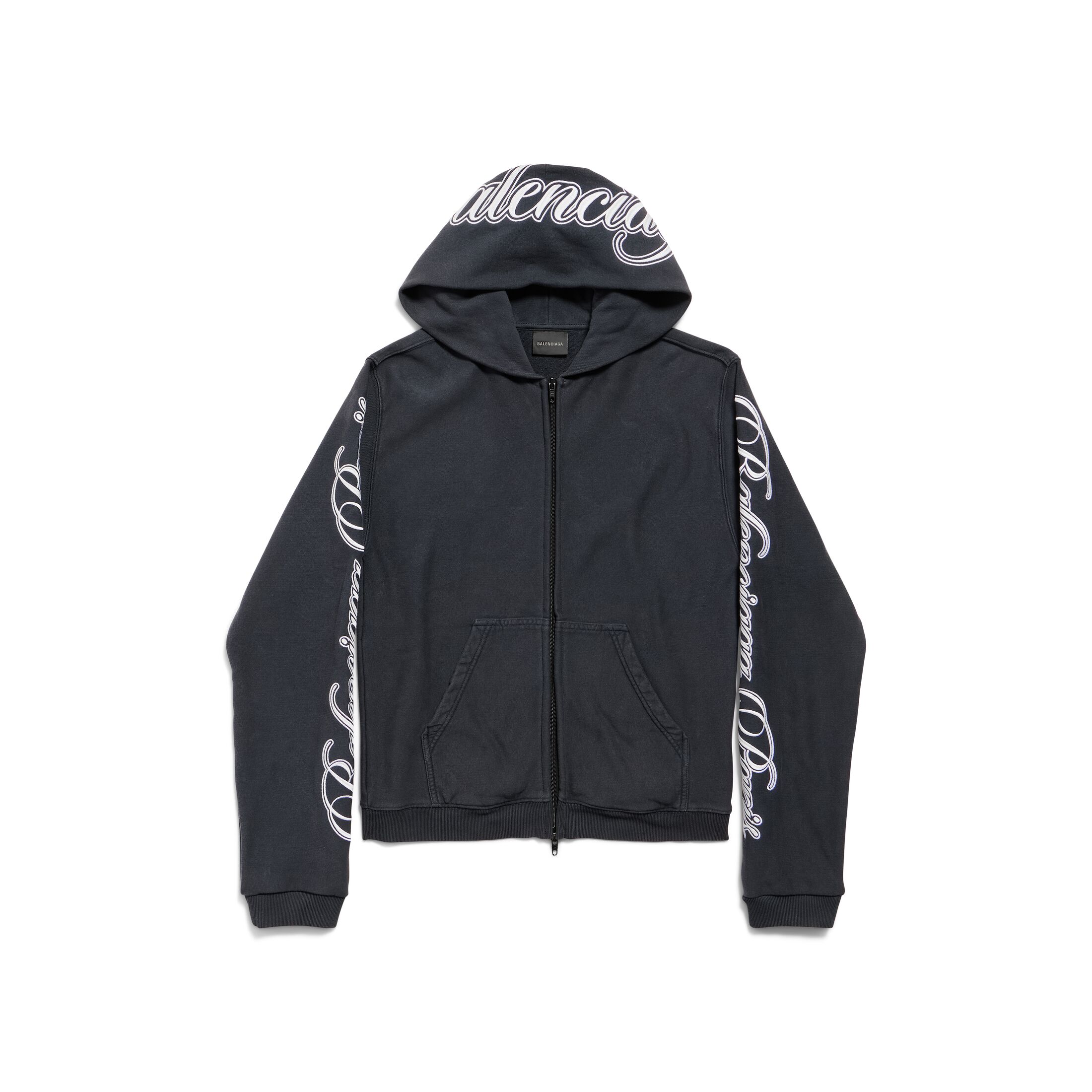 cursive zip-up hoodie regular fit