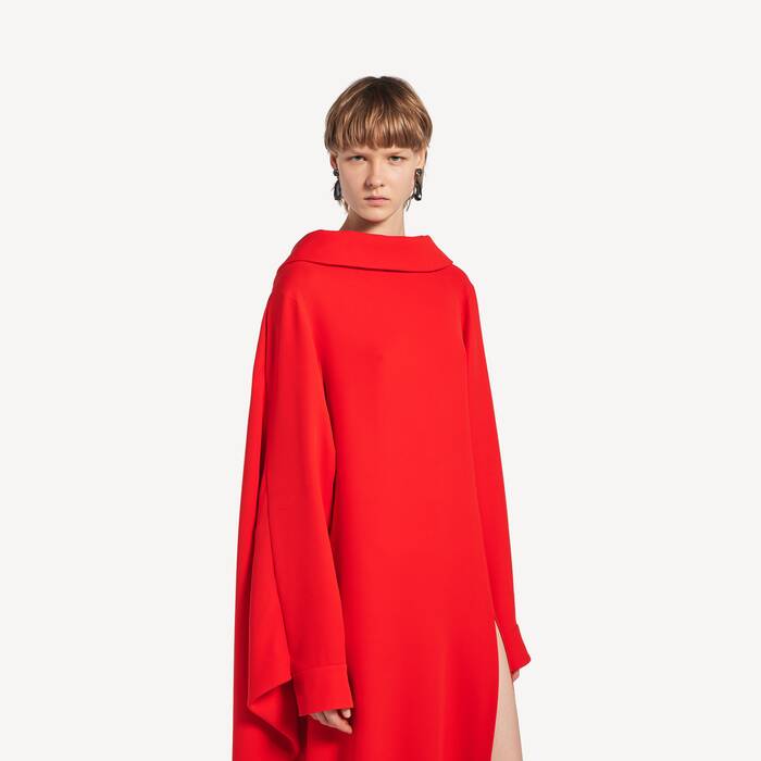 Robe Drap&eacute;e pour Femme en Rouge Sunset - Femme | Balenciaga France FR - Image 3