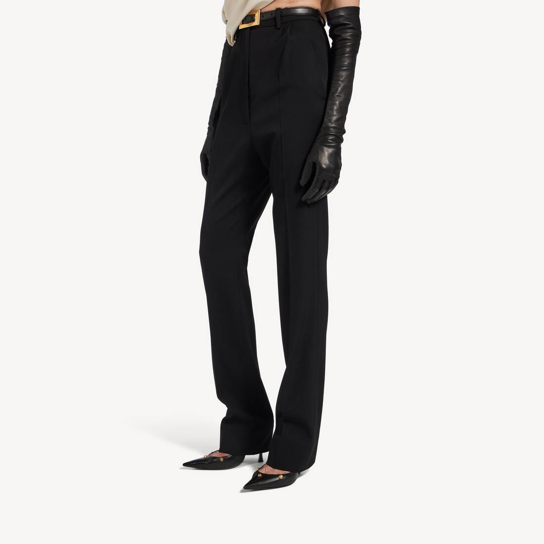 Pantaloni A Vita Alta Taglio Slim  da Donna in Nero | Balenciaga Italia IT - Image 5