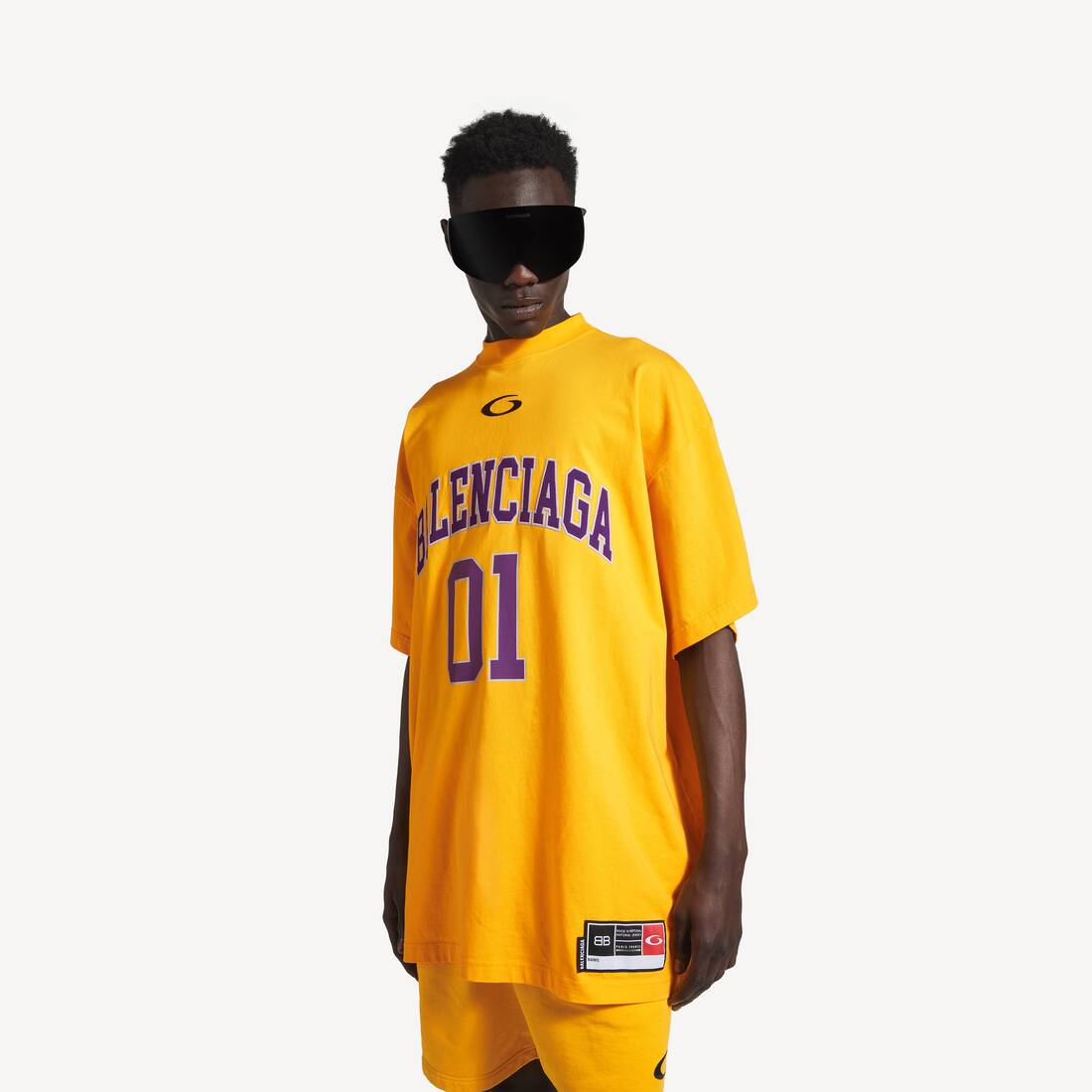 Men's Basketball Oversized T-shirt in Deep Purple/yellow | Balenciaga United Arab Emirates EN - Image 5