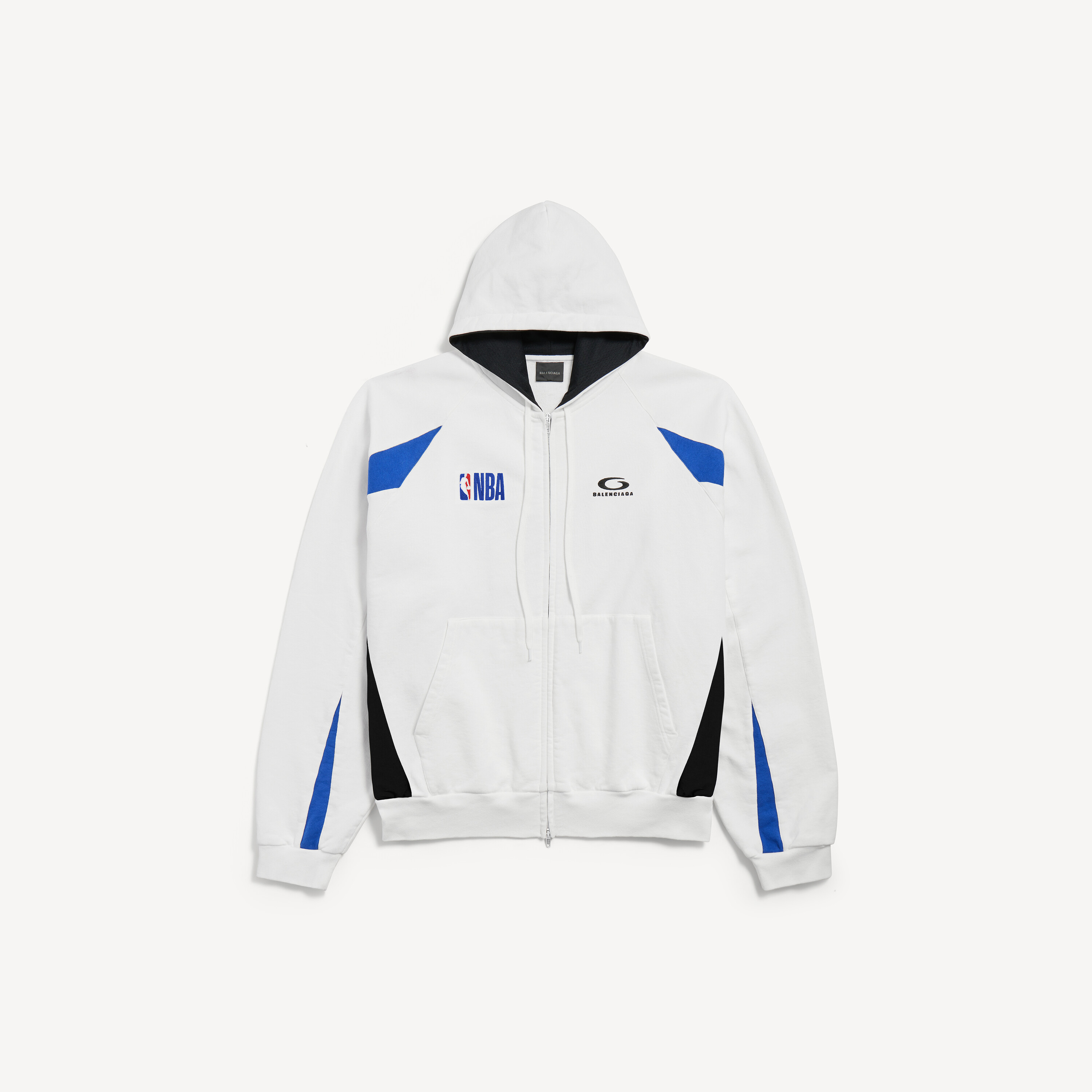 Men's Balenciaga | Nba Collaboration Oversized Zip-up Hoodie in White/multicolor