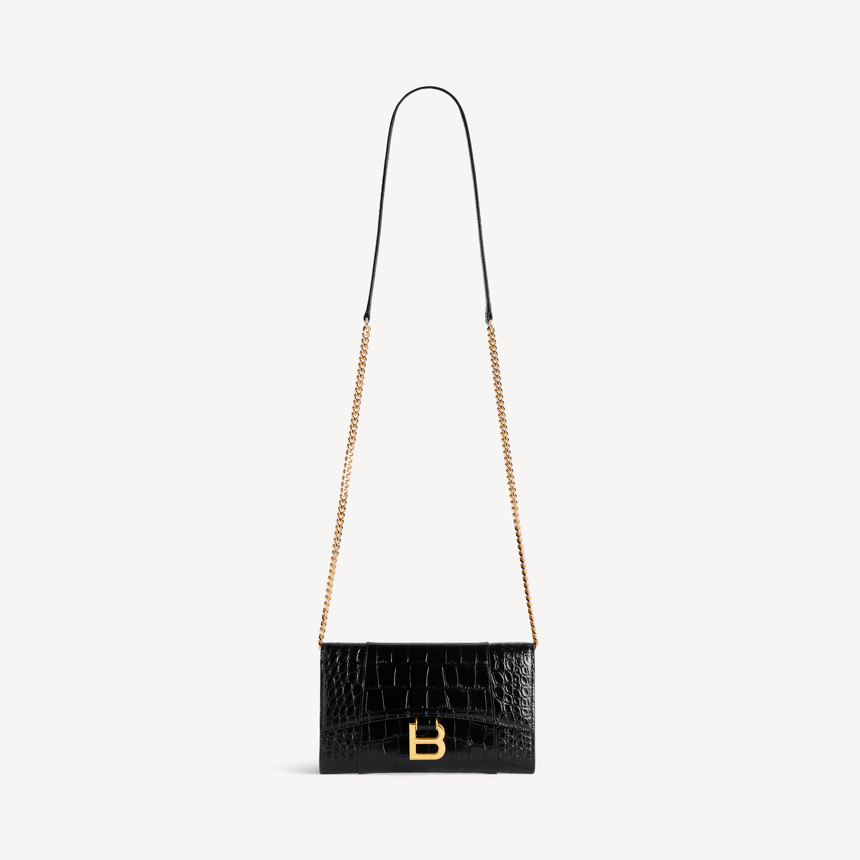 Women's Hourglass Wallet On Chain in Black