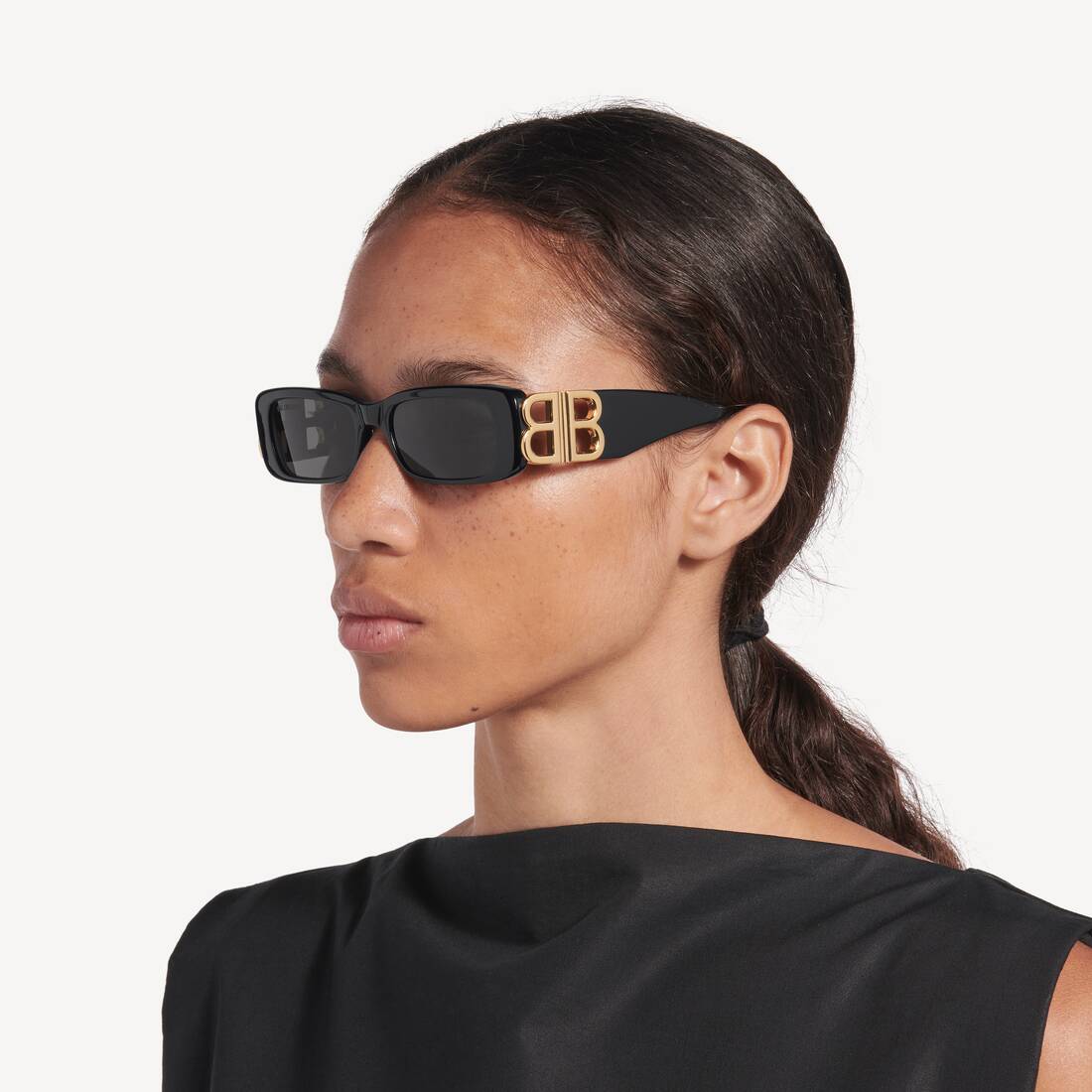 Dynasty Rectangle Sunglasses in Black | Balenciaga Greece EN - Image 6