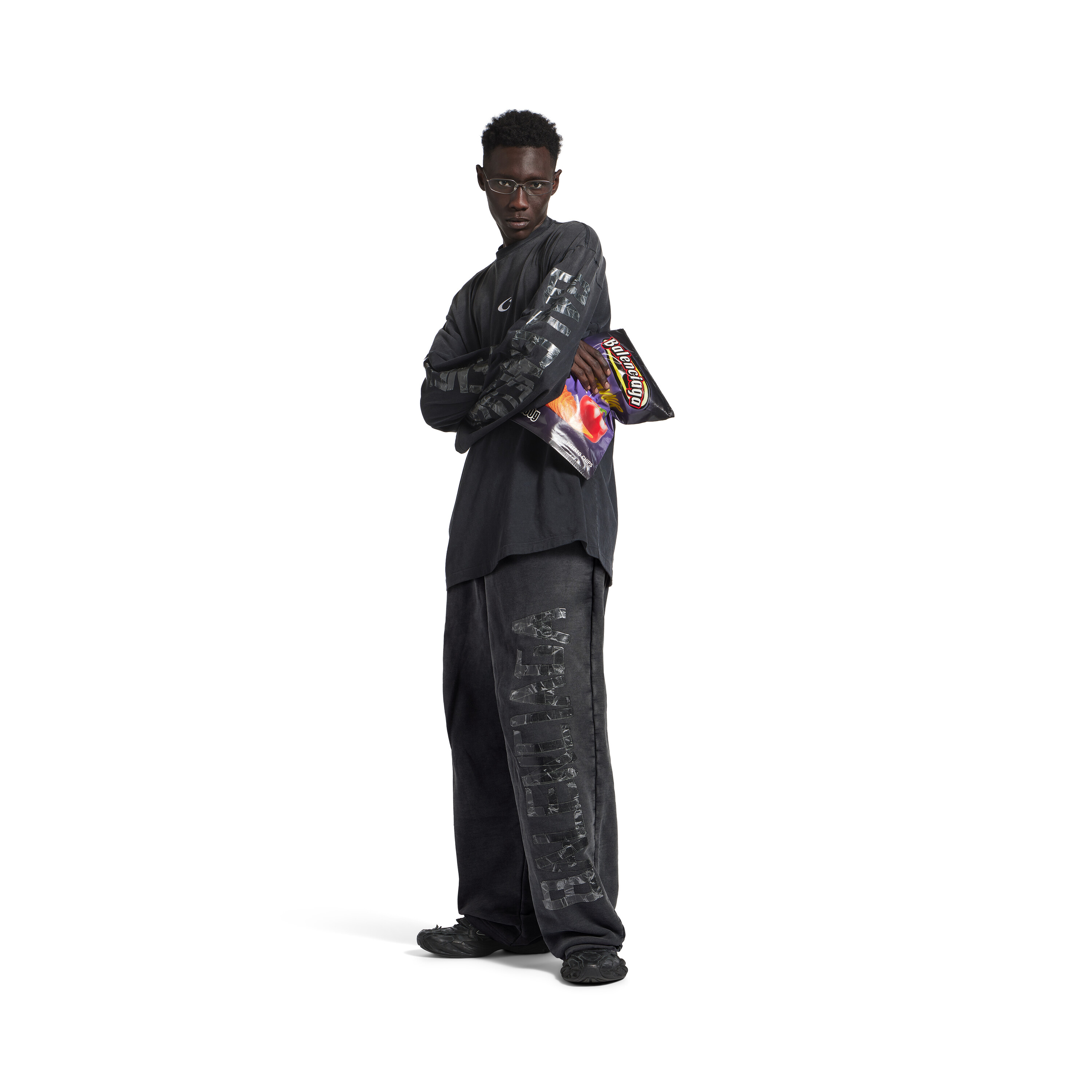 フェードブラック/ホワイト の メンズ Transparent Tape Baggy