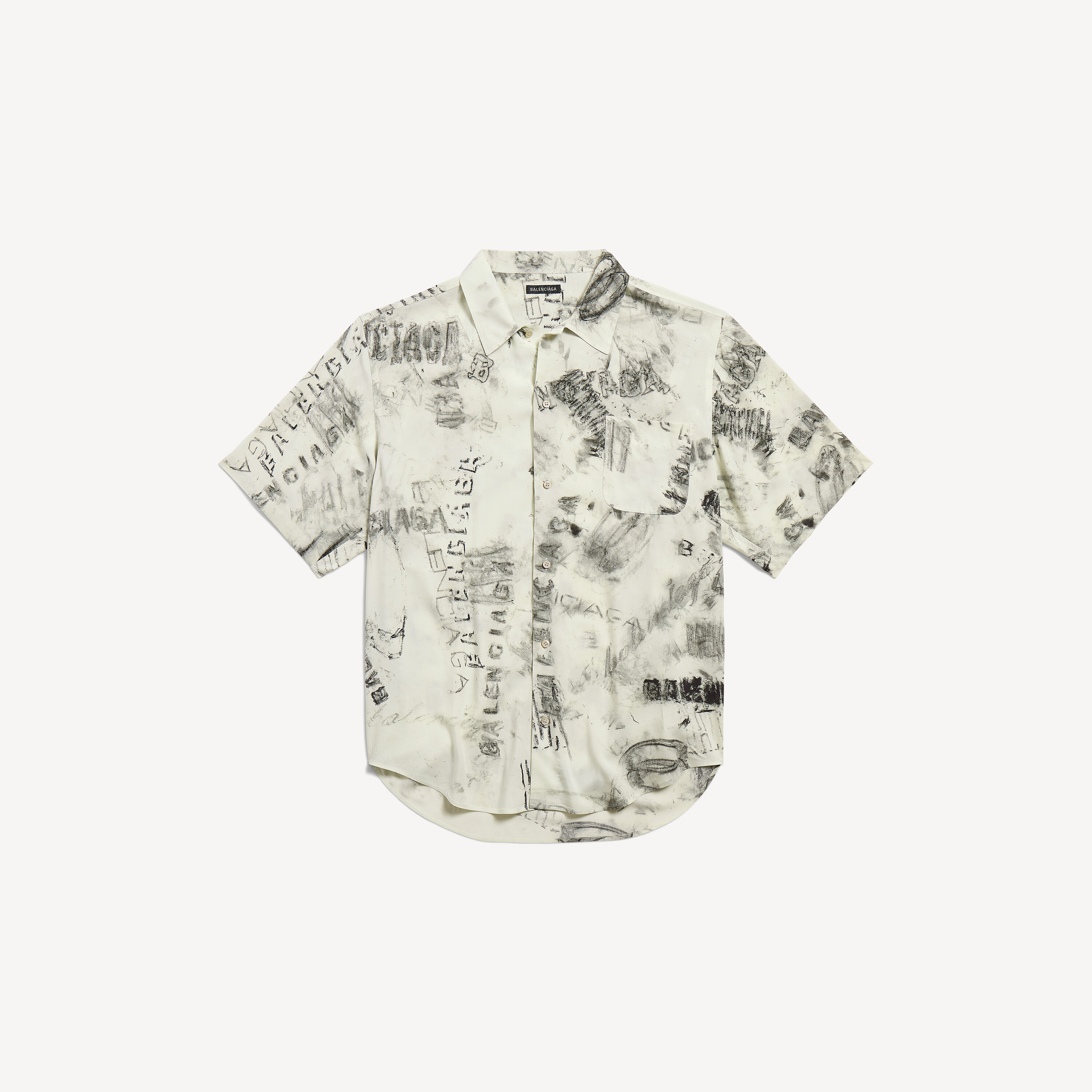 Men's Washed Crayon Allover Short Sleeve Minimal Shirt in Grey