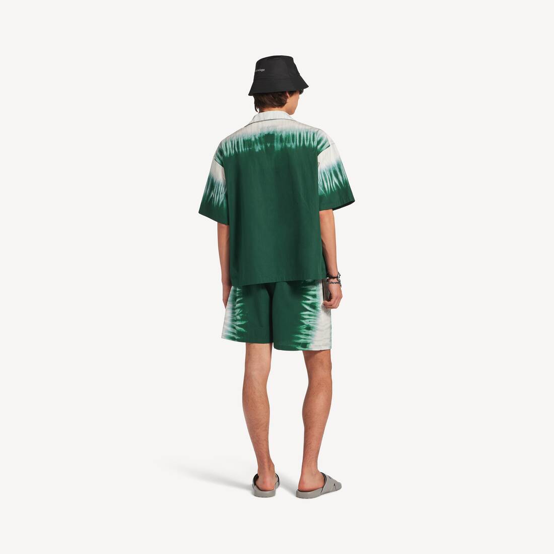 Men's Extreme Tie Dye Relaxed Fit Shorts in Green/white | Balenciaga Ireland EN - Image 4