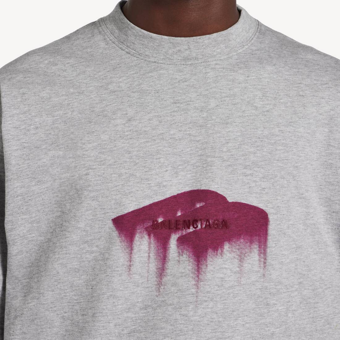 Men's Wet Brush Medium Fit T-shirt in Light Heather Grey | Balenciaga Monaco EN - Image 6