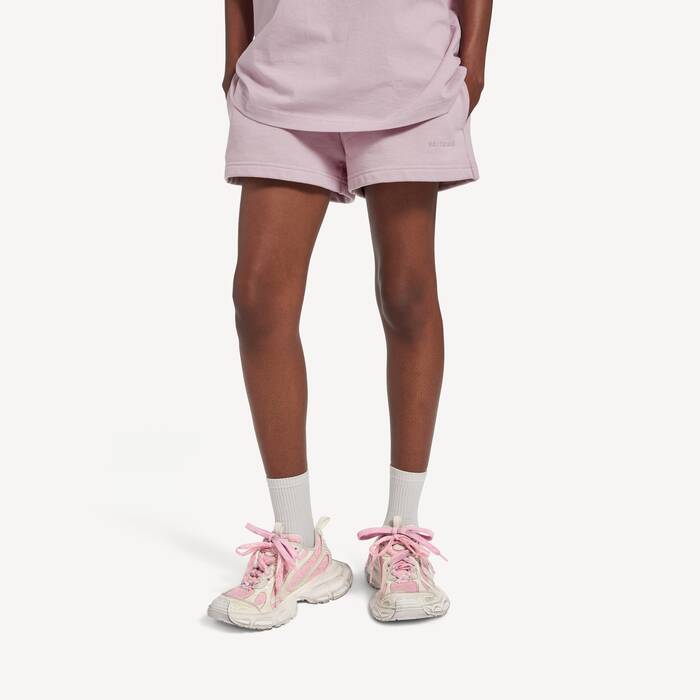 Masking Tape Shorts Normale Passform f&uuml;r Damen in Staubiges Rosa - Damen | Balenciaga Deutschland DE - Image 3