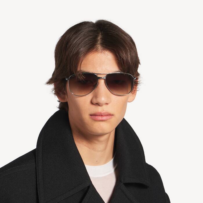 Men's Monday Pilot Sunglasses in Light Ruthenium - Men | Balenciaga United States EN - Image 2