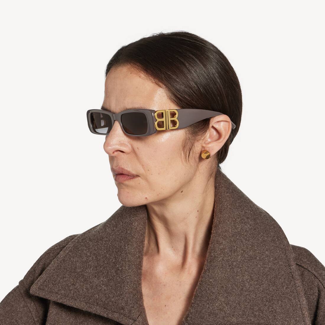 Women's Dynasty Rectangle Sunglasses in Taupe | Balenciaga Hungary EN - Image 6