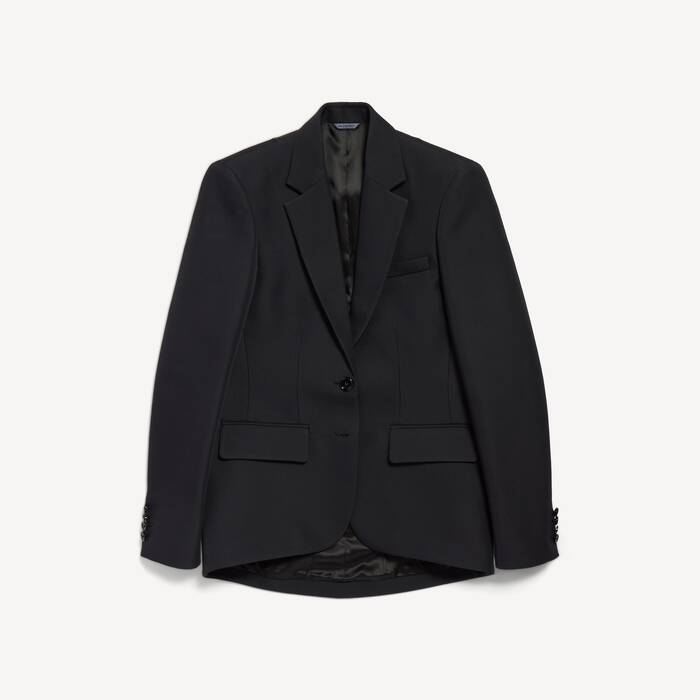 Veste Cocoon &Agrave; Simple Boutonnage pour Femme en Noir - Femme | Balenciaga Monaco FR - Image 2