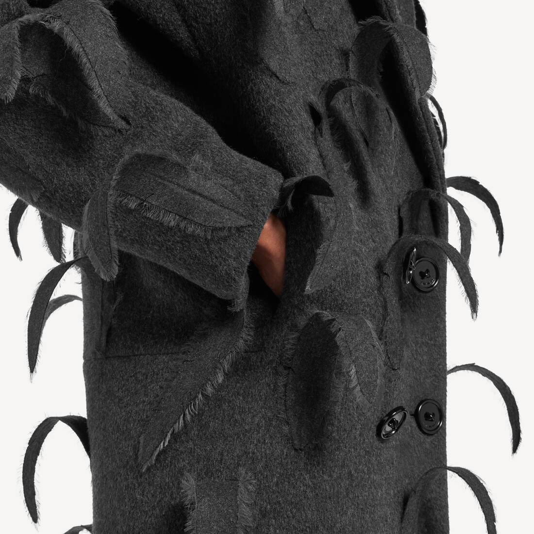 Abrigo Maxi Bordado Con Plumas para Mujer en Antracita | Balenciaga Espa&ntilde;a ES - Image 6