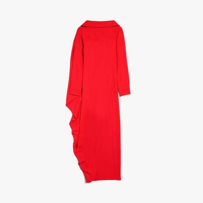 Robe Drap&eacute;e pour Femme en Rouge Sunset - Femme | Balenciaga France FR - Image 2