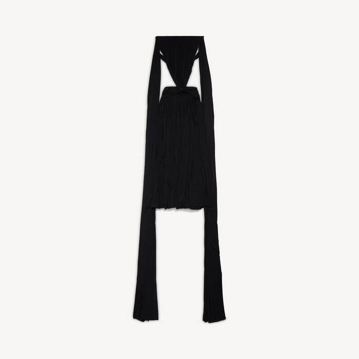 Women's Cutout Draped Dress in Black - Women | Balenciaga Zimbabwe EN - Image 2