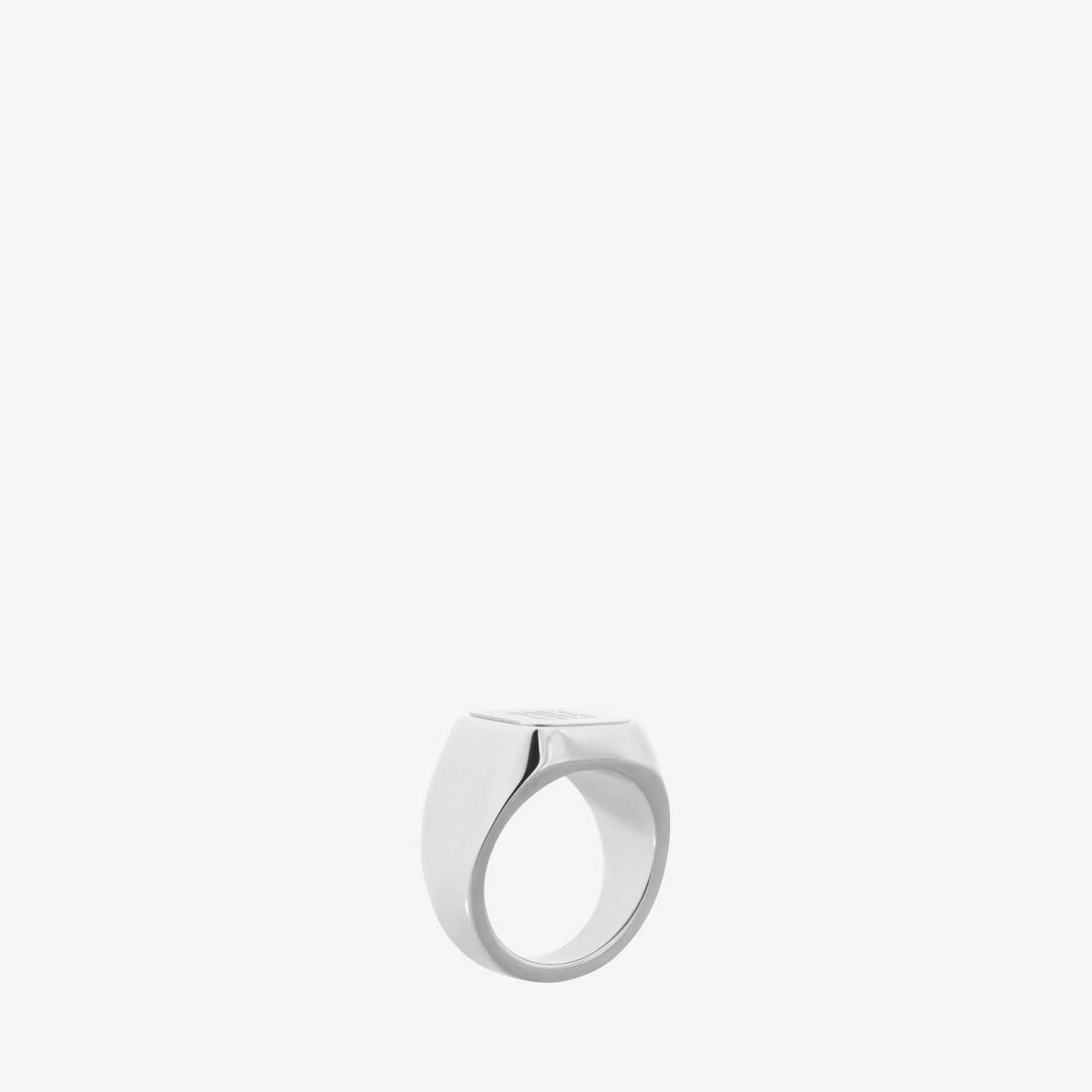 Nano Signet Ring in Shiny Silver | Balenciaga United States EN - Image 2