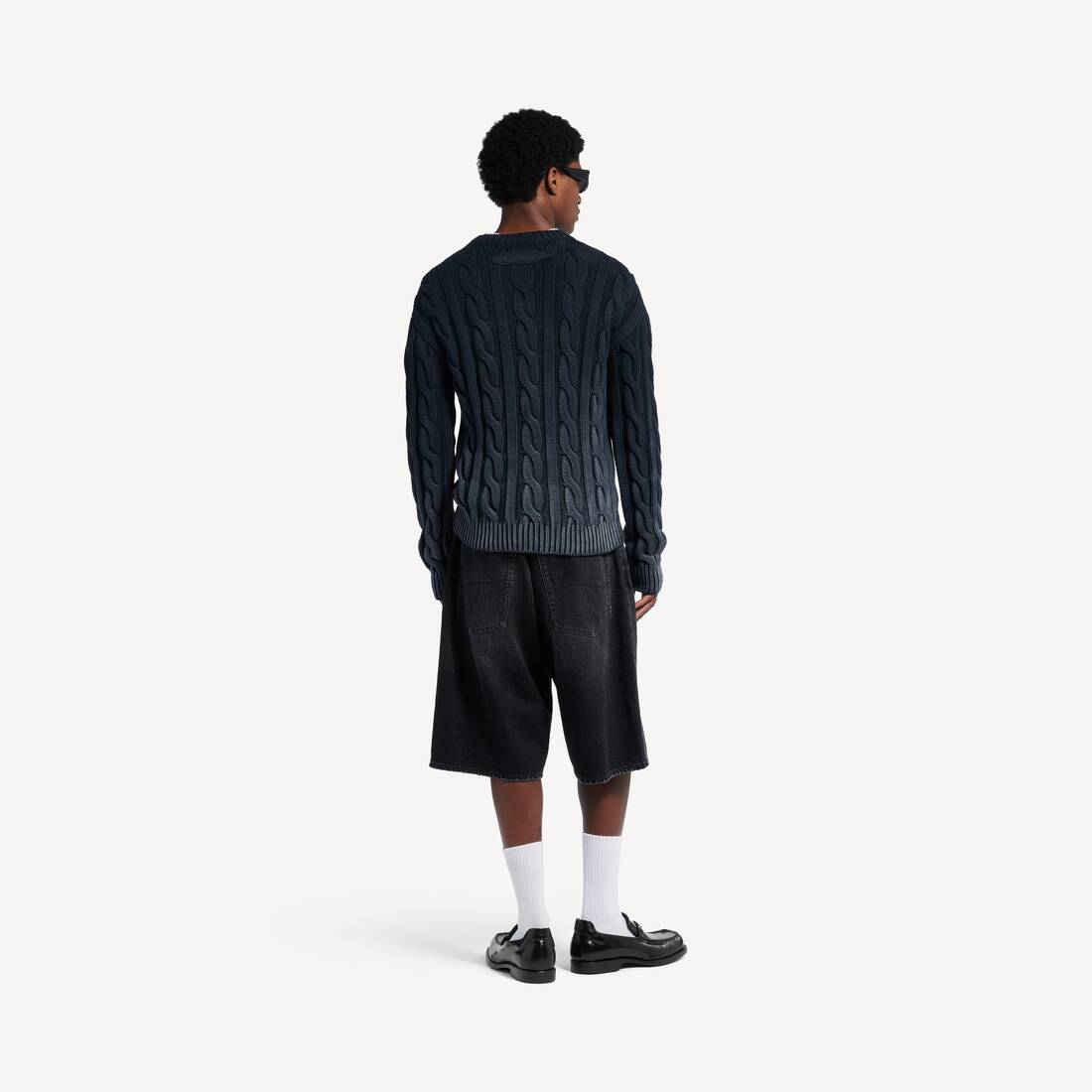 Men's Denim Stay Press Shorts in Black | Balenciaga Australia EN - Image 3
