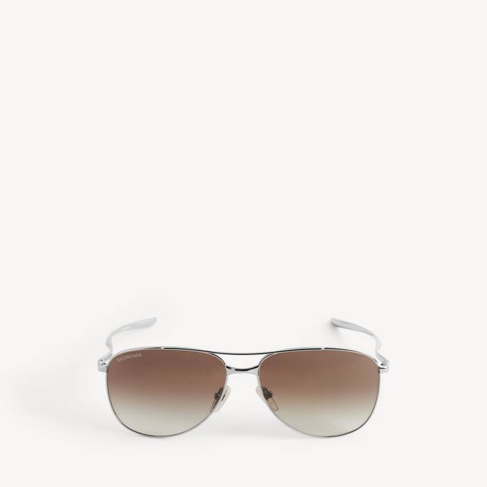 Men's Monday Pilot Sunglasses in Light Ruthenium - Men | Balenciaga United States EN - Image 1