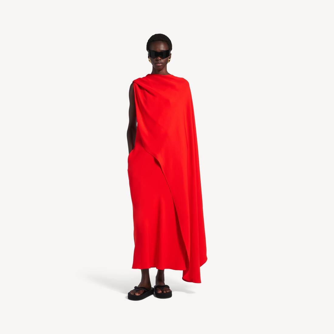 Femme's Robe Drap&eacute;e  in Rouge Sunset | Balenciaga France FR - Image 2